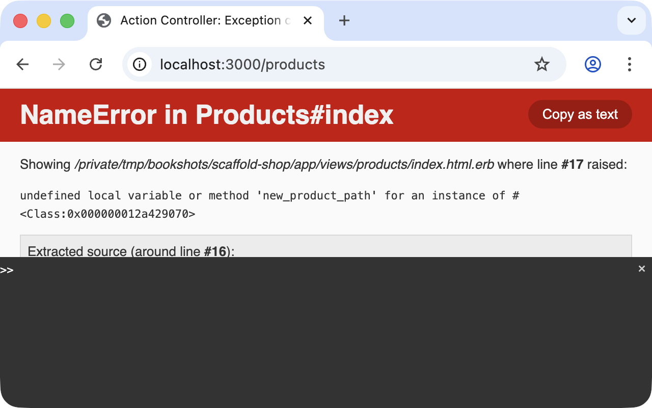 products error message